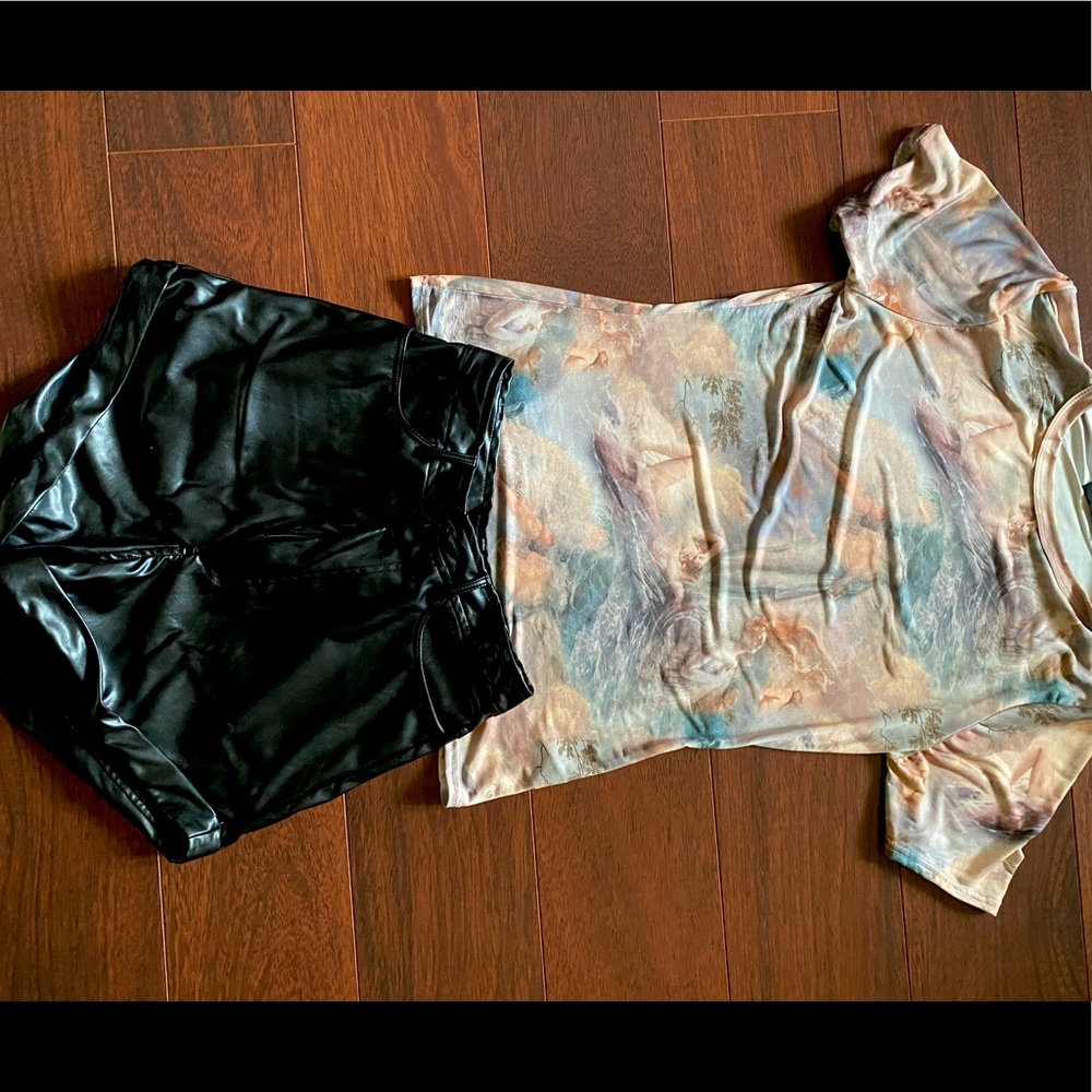 Angel Shirt With Leather Shorts